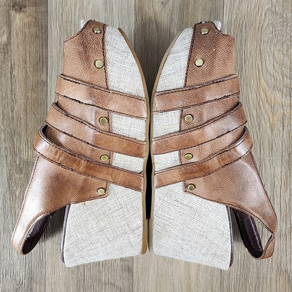 Antelope Sz 36 US 6 Slingback Wedge Sandals Brown Leather Strappy Platform Shoes - Picture 9 of 12